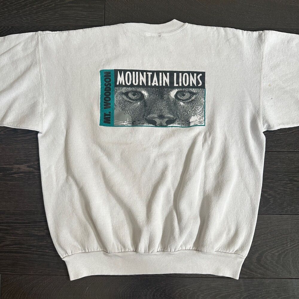 Vintage Hanes Mount Woodson Mountain Lions 90s Sweatshirt White Men's XL (Large)